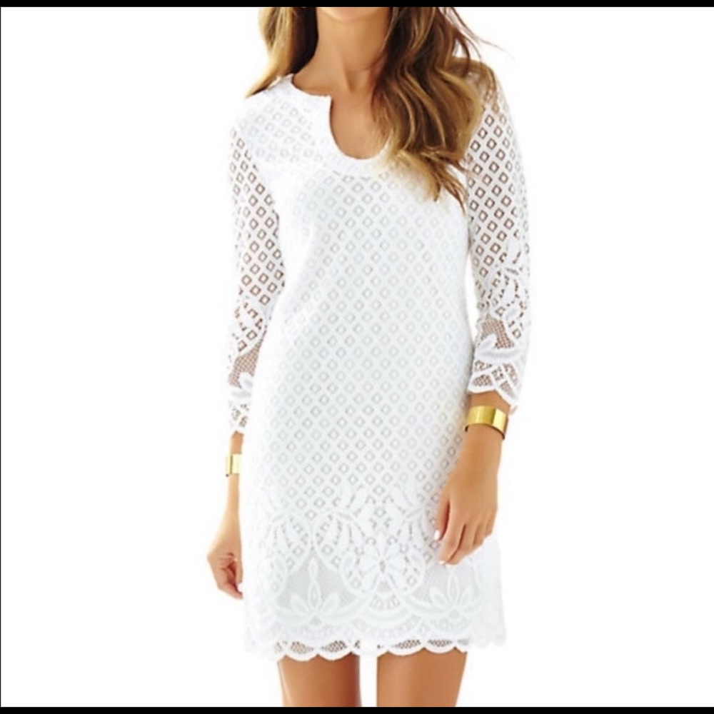 White mid sleeve dress